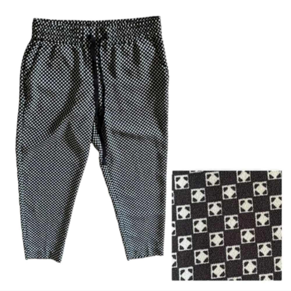 Ann Taylor black Patterned Cropped Pants Drawstring Waist Casual‎ Comfy Everyday